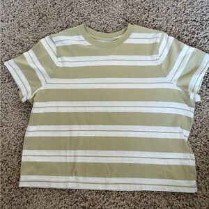Madewell XS' Olive and White Striped Tee